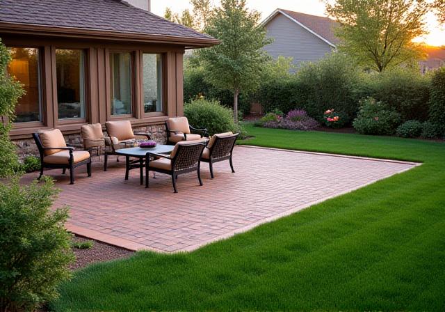 Residential backyard patio paver installation