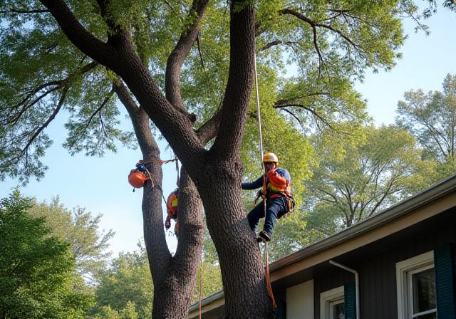Safe removal of large tree near residential structure