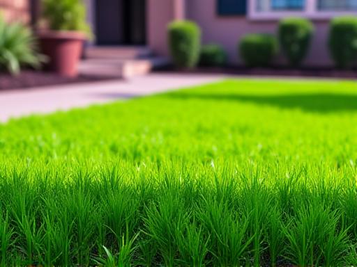 Freshly installed green sod on a residential lawn